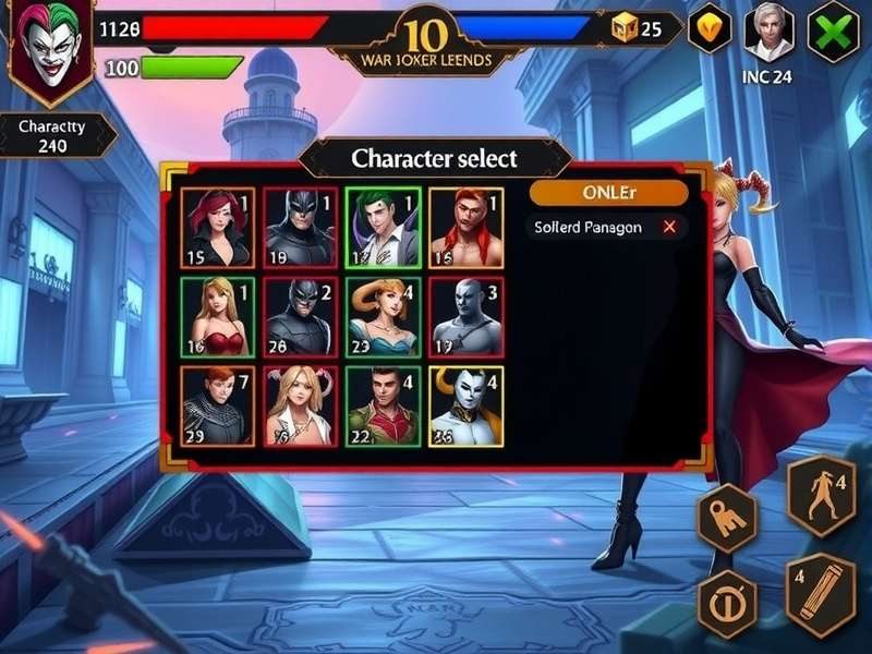 War Of Joker Legends character selection screen