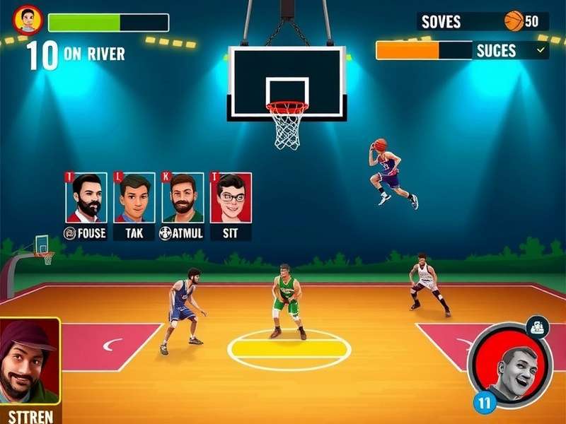 Tamil Nadu Dunk Dominator gameplay screenshot showing basketball court and characters