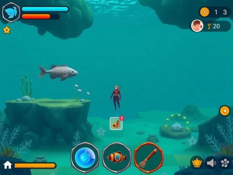 Aquatic Adventure Awaits gameplay screenshot showing underwater environment