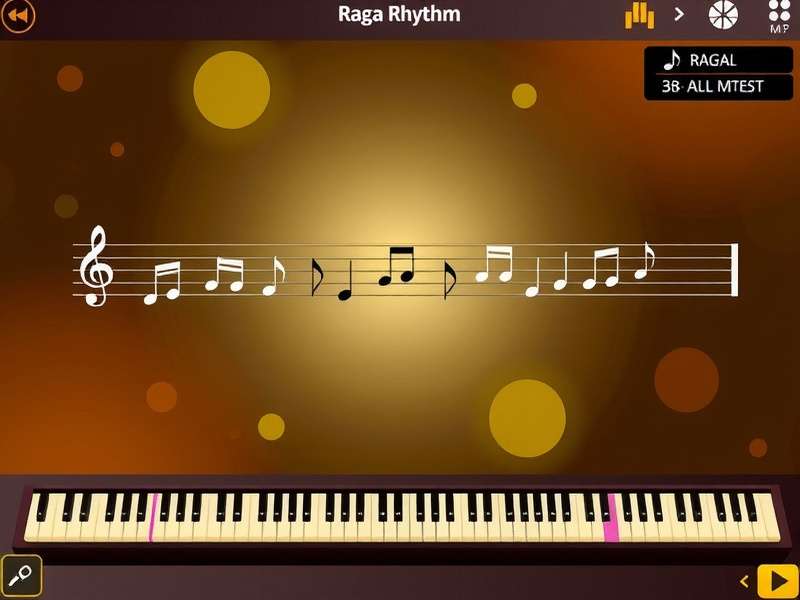Visualization of different ragas with their characteristic note patterns in Raga Rhythm