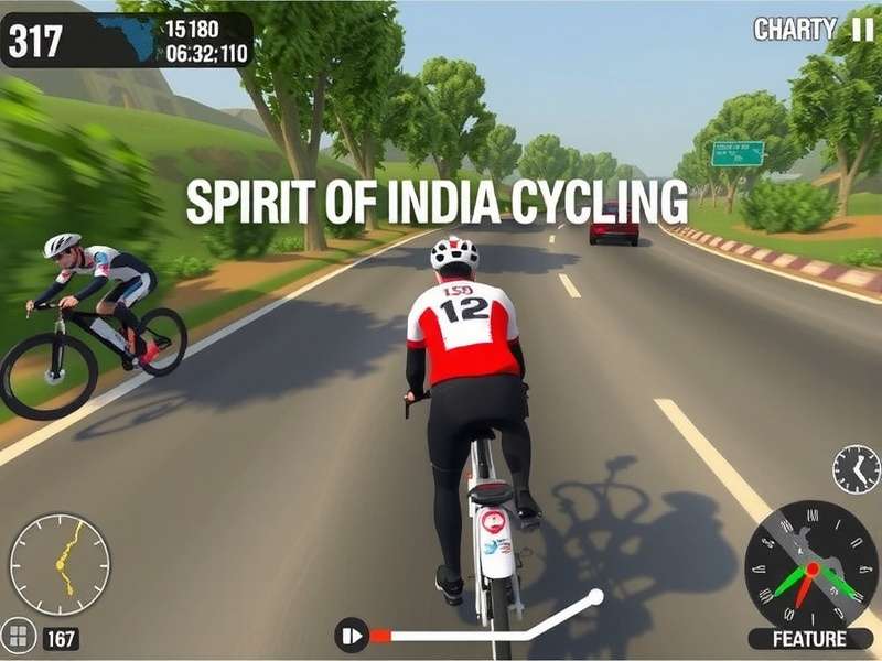 Spirit Of India Cycling gameplay showing cyclist on Indian road