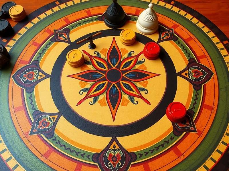 Traditional Chinchinim Swift game board with playing tokens