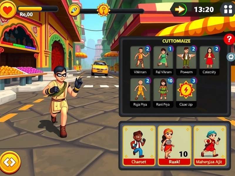 Spice Monarch Run character customization screen showing various outfits and power-ups
