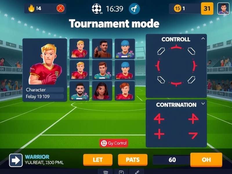 Warrior Football Stars tournament mode interface