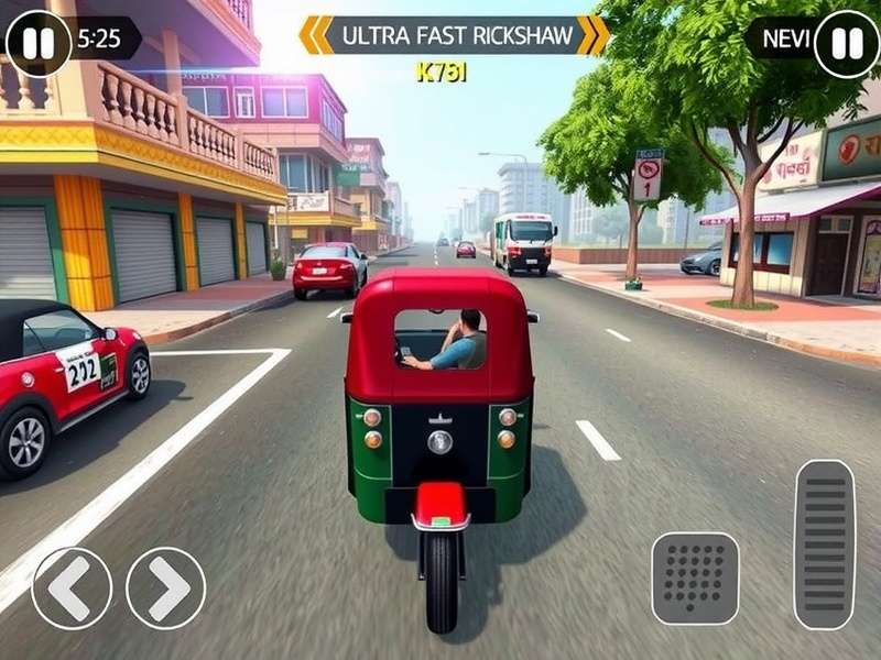 Ultra Fast Rickshaw gameplay screenshot showing vibrant Indian streets