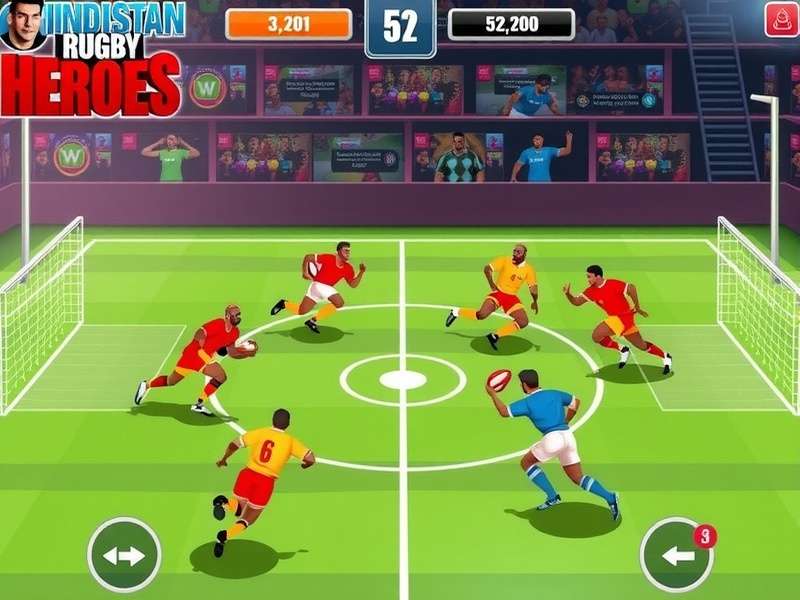 Hindustan Rugby Heroes Gameplay Action Hindustan Rugby Heroes gameplay screenshot showing intense rugby action