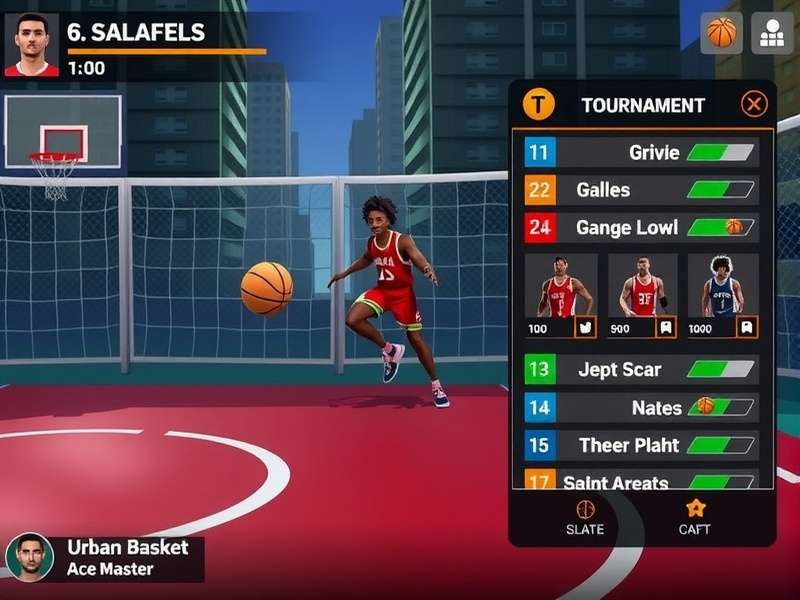 Urban Basket Ace Master gameplay screenshot showing character dribbling