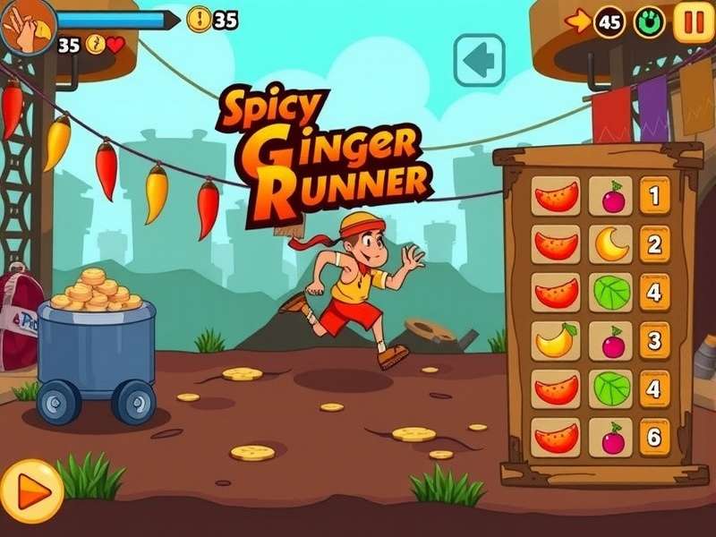 Spicy Ginger Runner power-ups and collectibles display