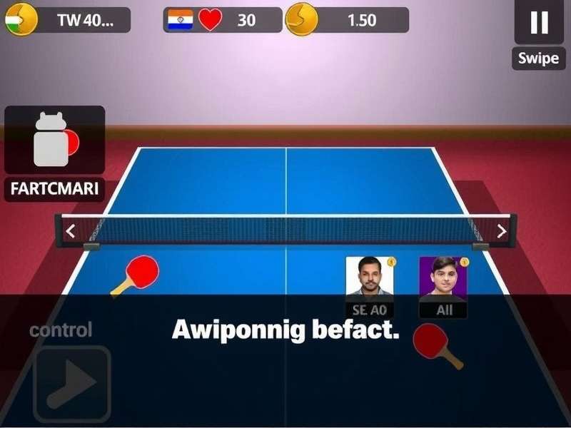Ping Pong India: Top Spins character selection screen showing diverse players