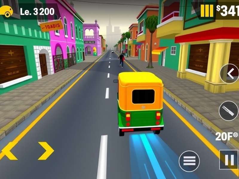 Rickshaw Turbo Drive gameplay screenshot showing colorful Indian streets