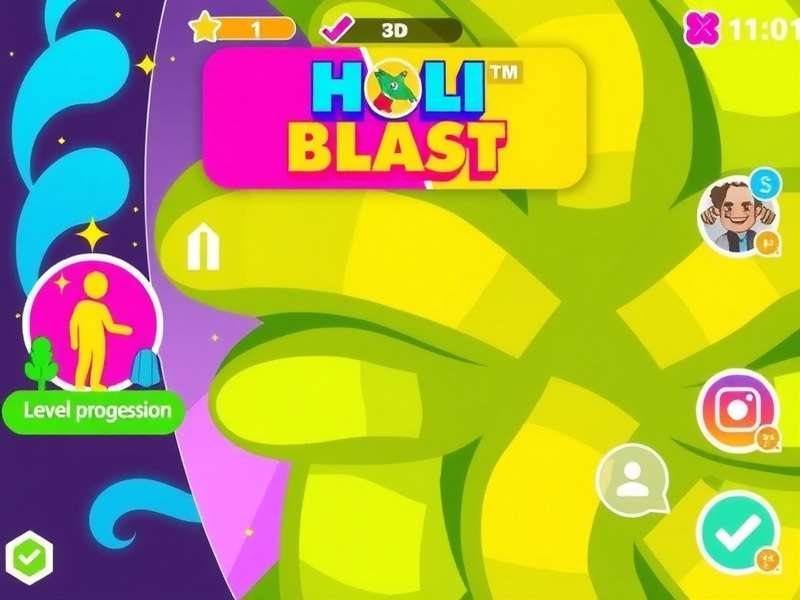 Lively Holi Blast gameplay screenshot showing colorful interface