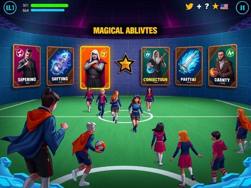 Nebula Handball Wizards character selection and customization screen