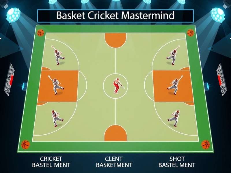 Basket Cricket Mastermind gameplay visualization showing cricket and basketball elements fusion