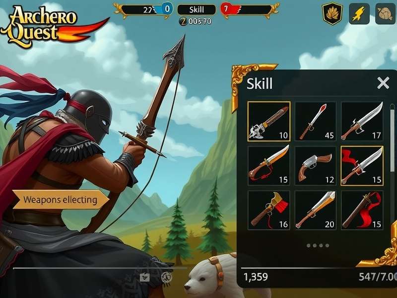 Archero Warrior Quest skill selection interface