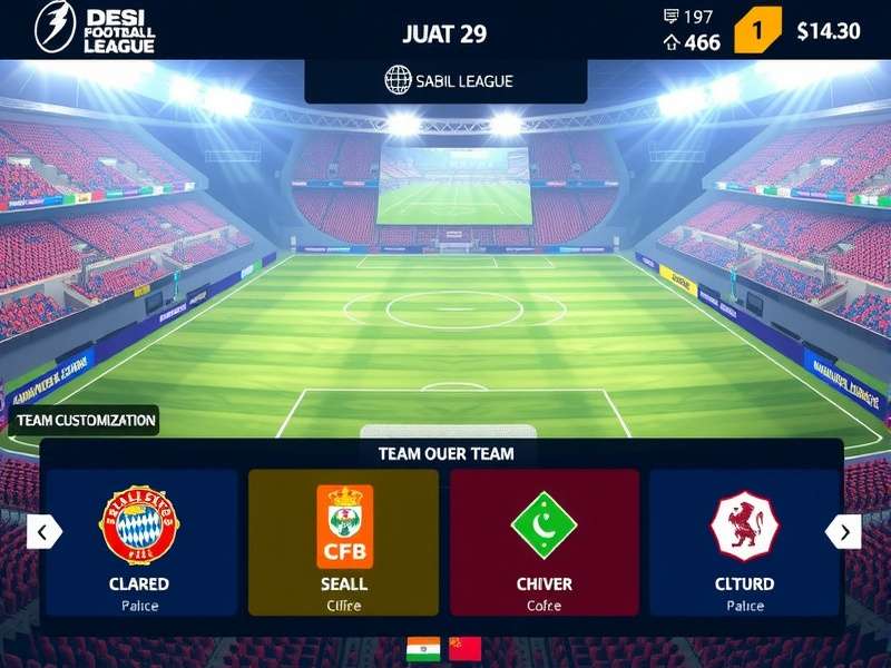 Desi Football League team selection screen showing various Indian clubs