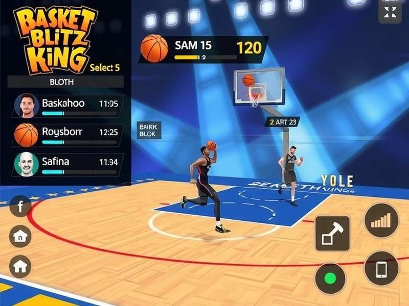 Basket Blitz King gameplay screenshot showing basketball court and interface