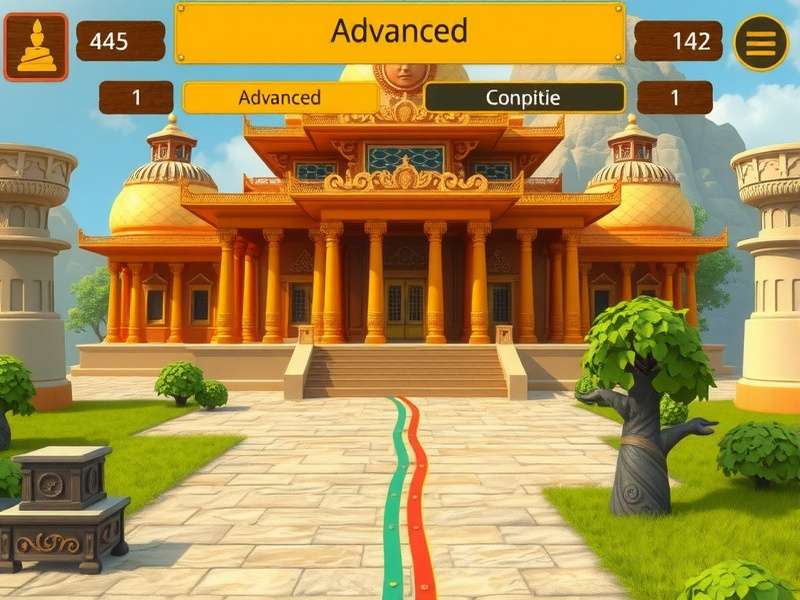 Golden Temple Puzzle Path gameplay screenshot showing temple navigation