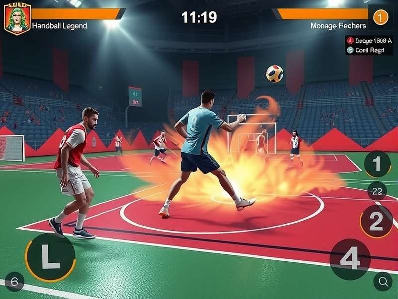 Handball Legend IN Gameplay Handball Legend IN gameplay screenshot showing intense match action