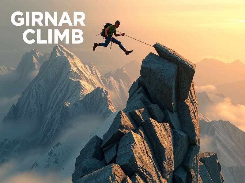 Girnar Climb gameplay screenshot showing character climbing Mount Girnar