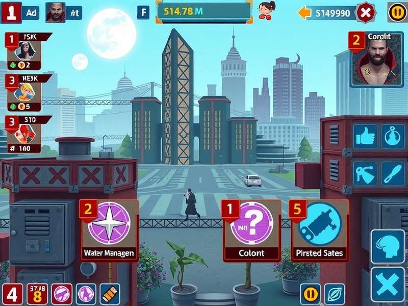 Urban Overlord gameplay screenshot showing city management interface