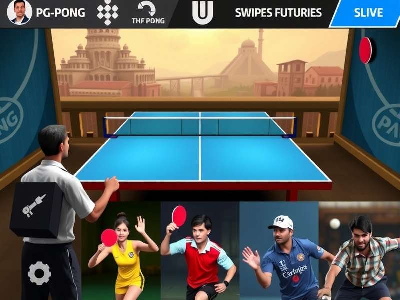 Ping Pong India: Top Spins control tutorial showing swipe mechanics
