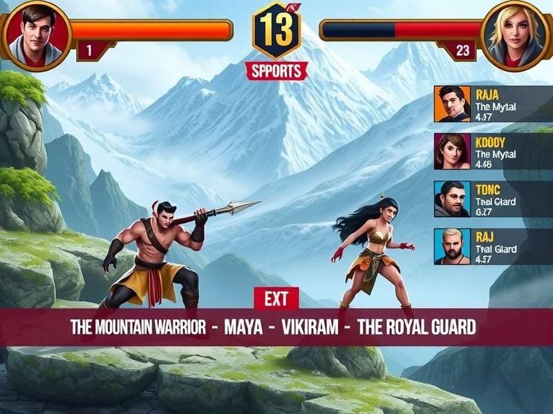 Mountain Brawl Champion gameplay screenshot showing characters in Himalayan setting