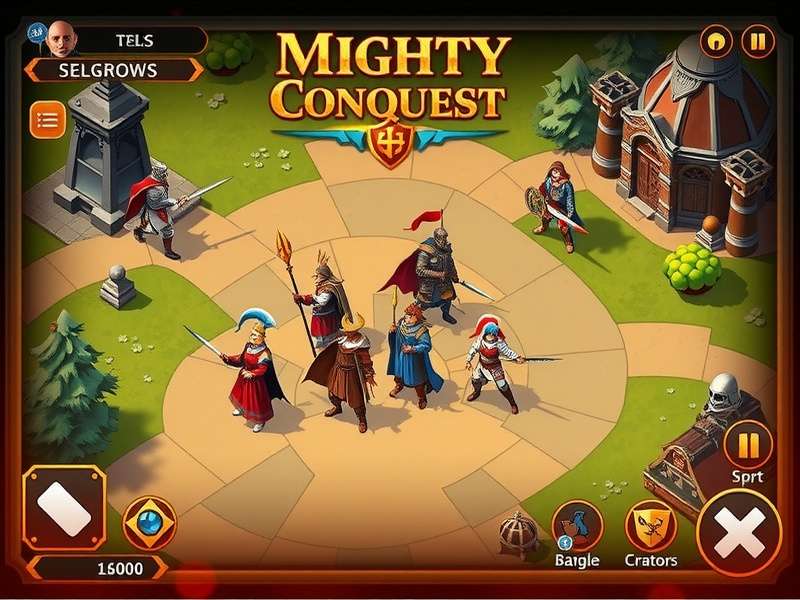 Mighty Conquest gameplay screenshot showing battle scene