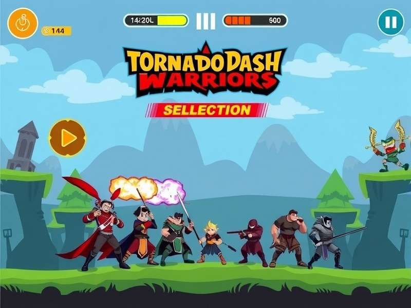 Tornado Dash Warriors gameplay screenshot showing character selection
