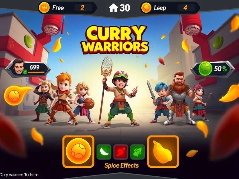 Curry Warriors Showdown main gameplay screen showing colorful warriors and spice effects