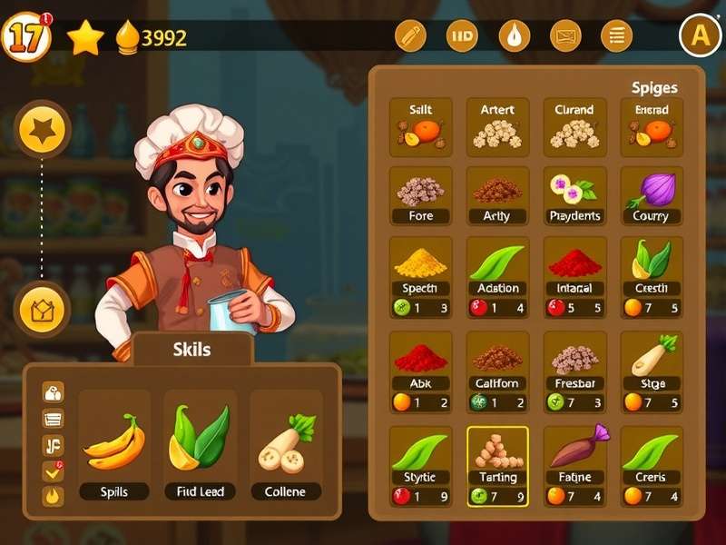 Curry Legend Saga gameplay screenshot showing character cooking interface