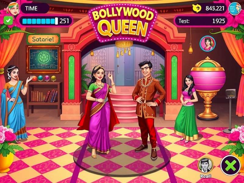 Majestic Bollywood Queen gameplay screenshot showing vibrant colors and characters