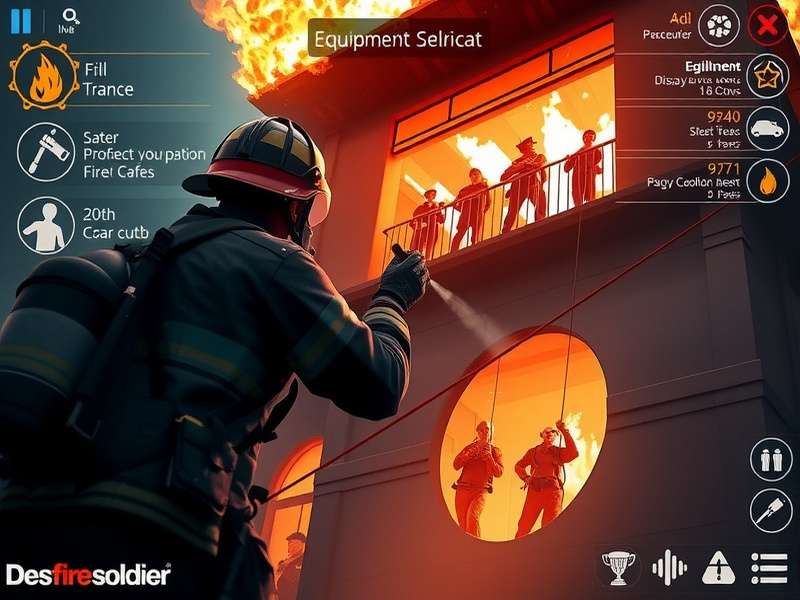 Desi Fire Soldier gameplay showing firefighter rescuing people from burning building