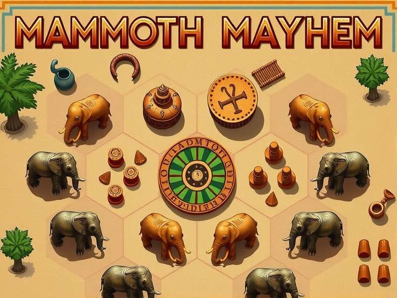 Mammoth Mayhem - Traditional Indian Board Game Mammoth Mayhem gameplay illustration showing ancient Indian board game