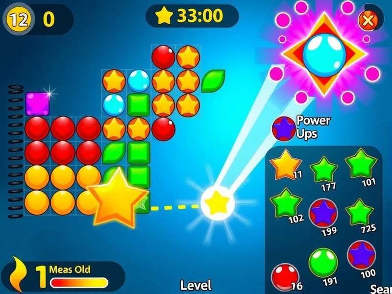 Burst Mania Quest level progression and power-ups display