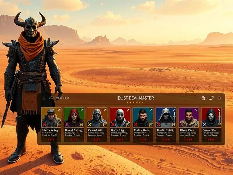 Dust Devil Master character lineup showing main heroes and villains