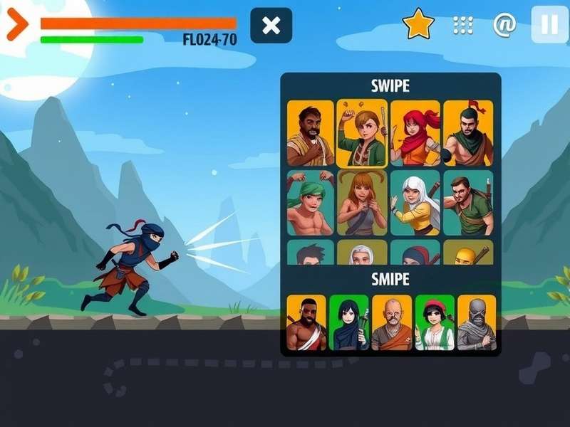 Ganges Ninja Run control scheme illustration showing swipe gestures