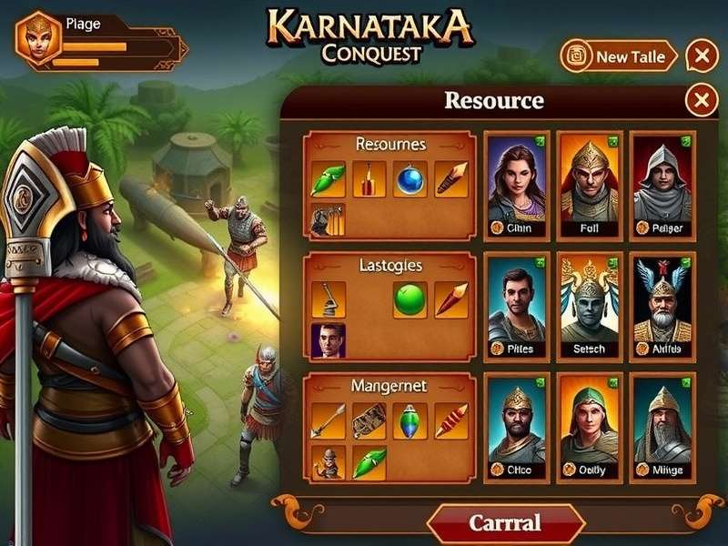 Karnataka Warrior Conquest Hero Roster Karnataka Warrior Conquest hero selection screen
