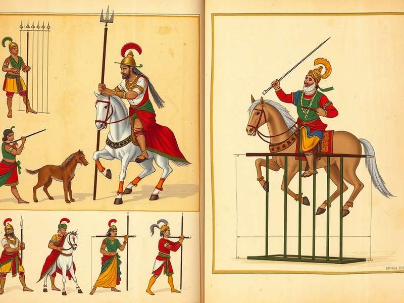 Ancient Indian warriors practicing jousting techniques