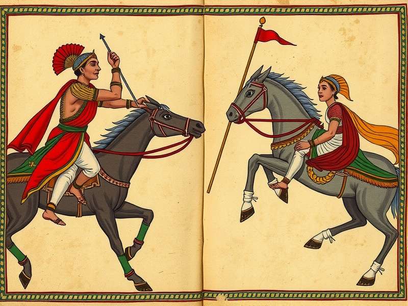 Historical manuscript depicting jousting techniques