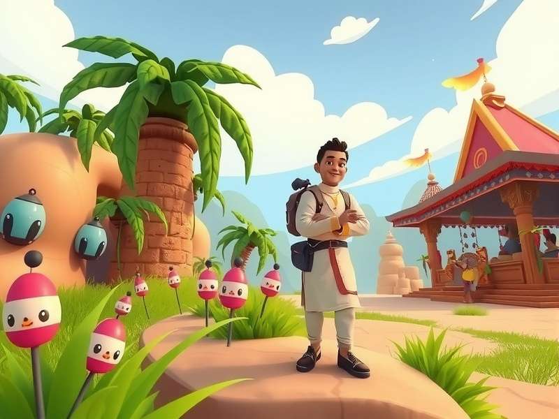 Character Arjun from Nutmeg Super Adventure in exploration pose