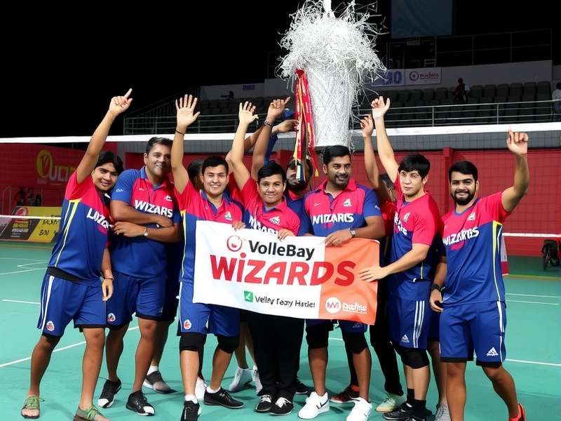 Volley Wizards Hyderabad players celebrating victory