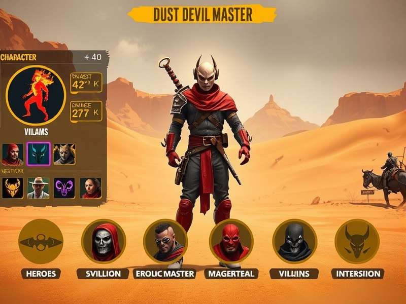 Dust Devil Master character customization interface