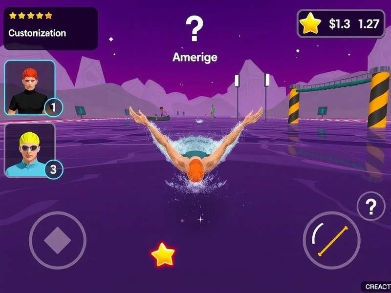 Elite Finisher Swimming Star gameplay screenshot showing character swimming