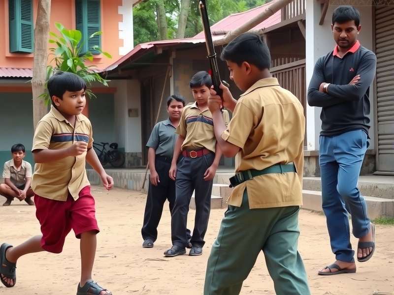 Children playing strategic outdoor game in India