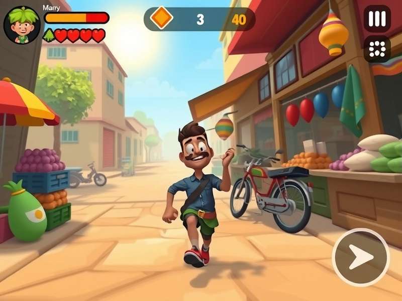 Fenugreek Frenzy Run gameplay screenshot showing character running through Indian market