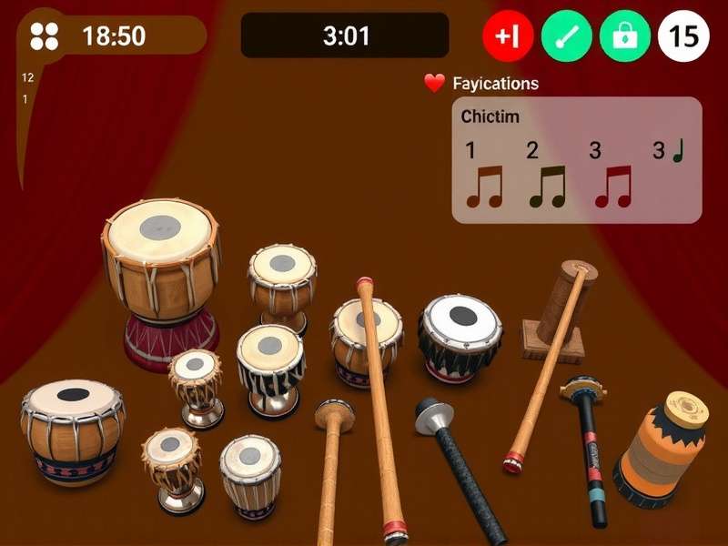 Collection of traditional Indian percussion instruments featured in Desi Drum Beats