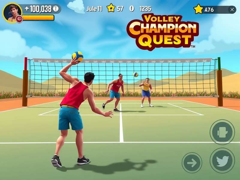Volley Champion Quest gameplay screenshot showing intense volleyball action