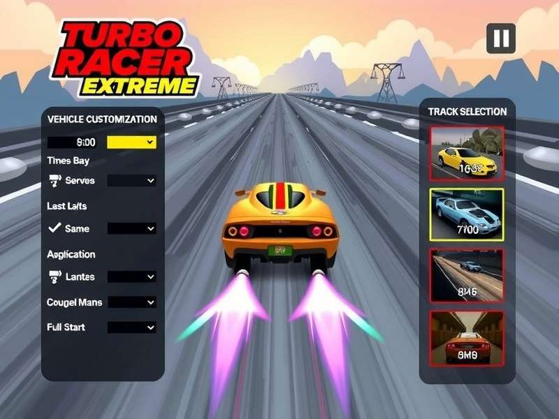 Vehicle Customization Options Turbo Racer Extreme vehicle customization interface