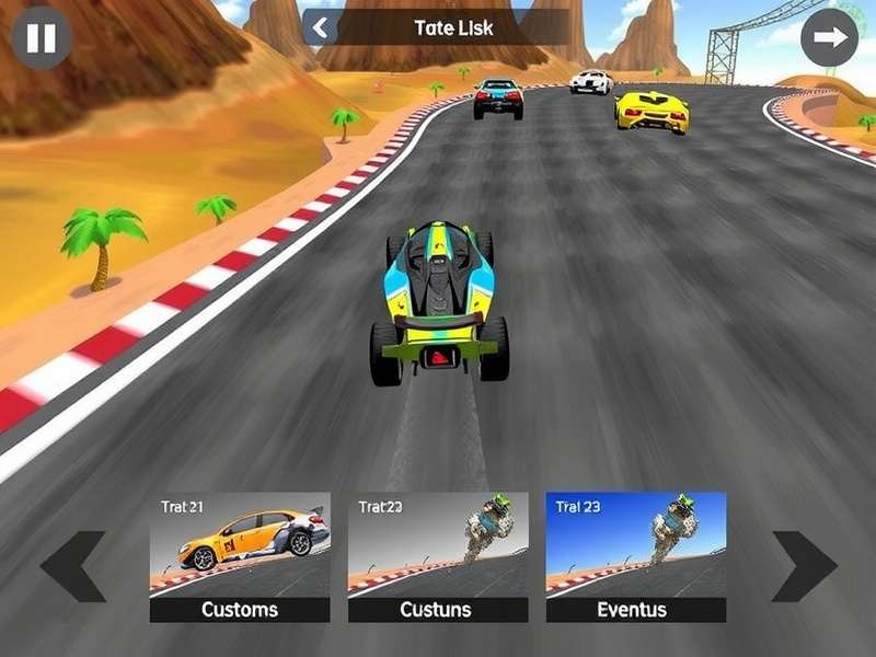 Diverse Racing Tracks Turbo Racer Extreme track selection showing diverse racing environments