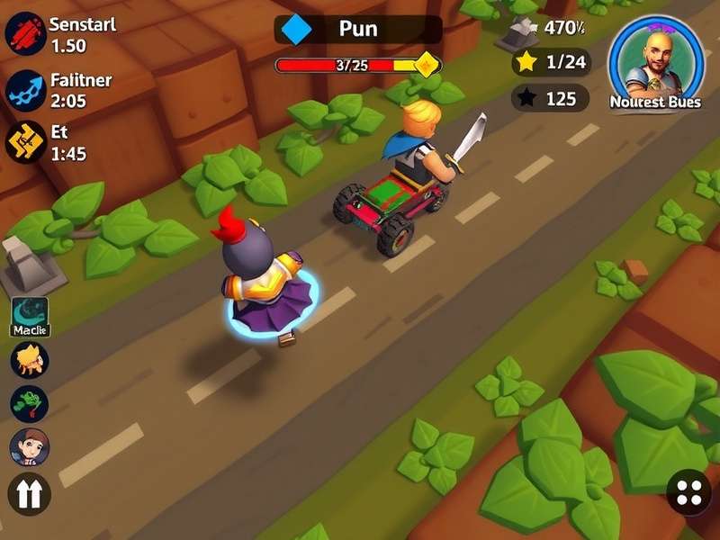 Heroic Path Racer gameplay showing character selection and racing action